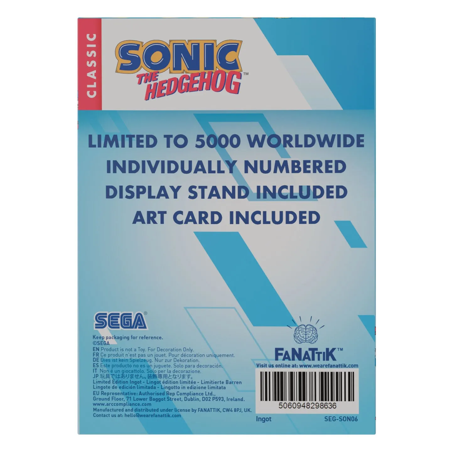 Fanattik Sonic The Hedgehog Ingot 90x60mm limitiert