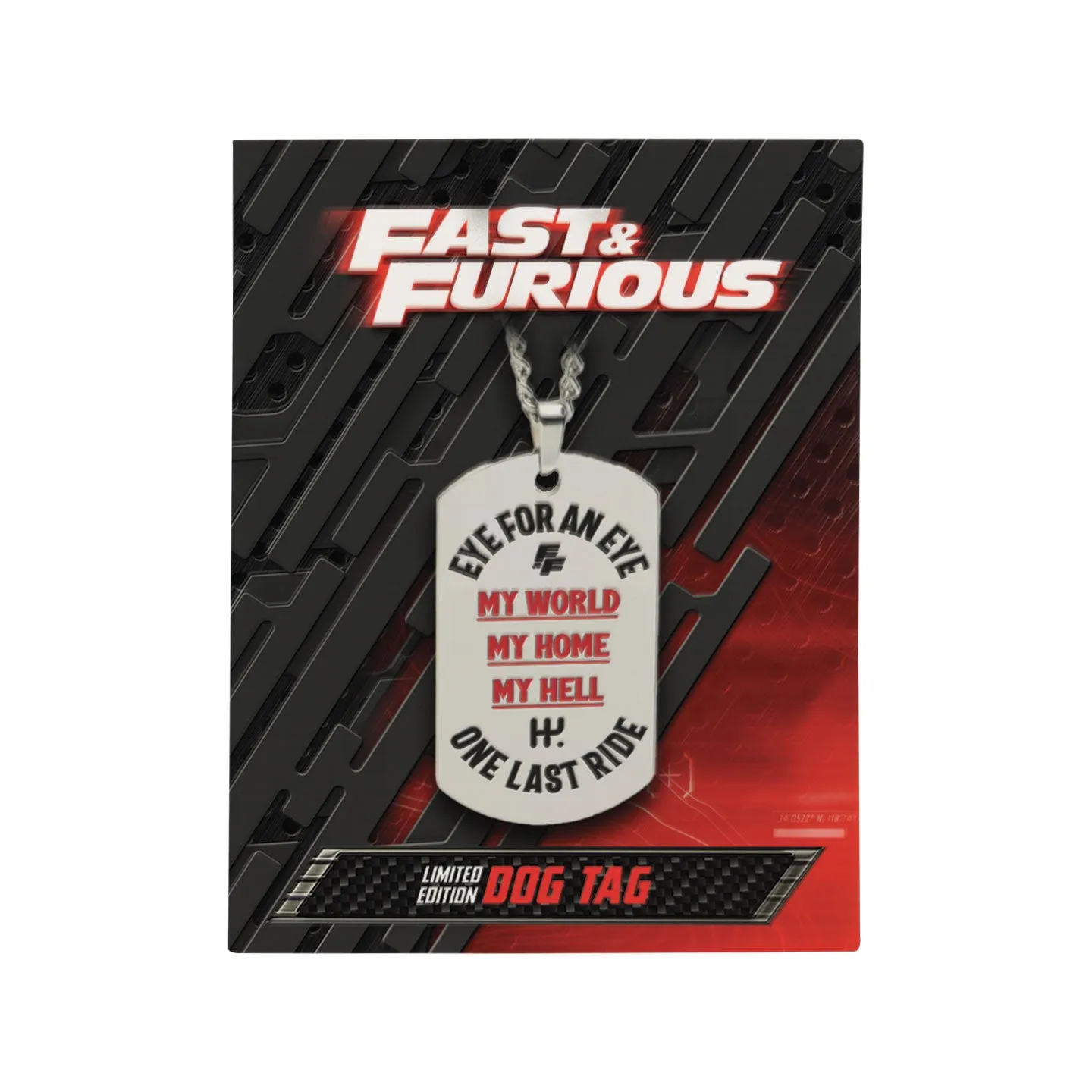 Fanattik Fast & Furious Limited Edition Stainless Steel Dog Tag Anhänger