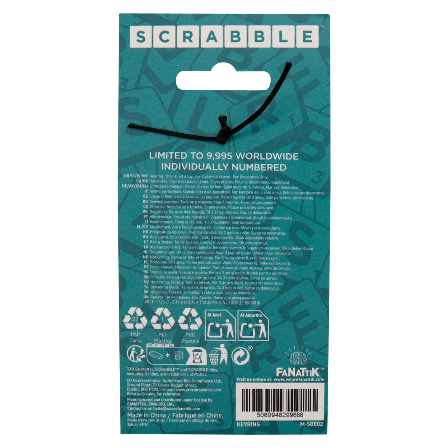Fanattik Scrabble KEYS Schlüsselanhänger limitiert