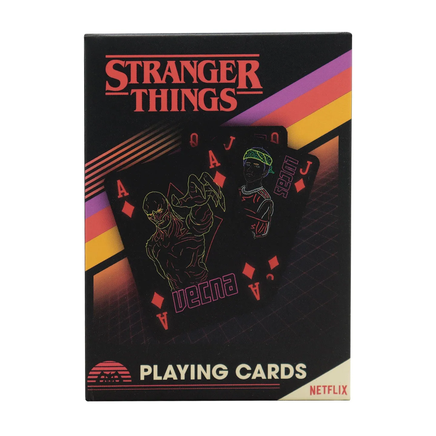 Fanattik Stranger Things Spielkarten schwarz 52+2 Neon