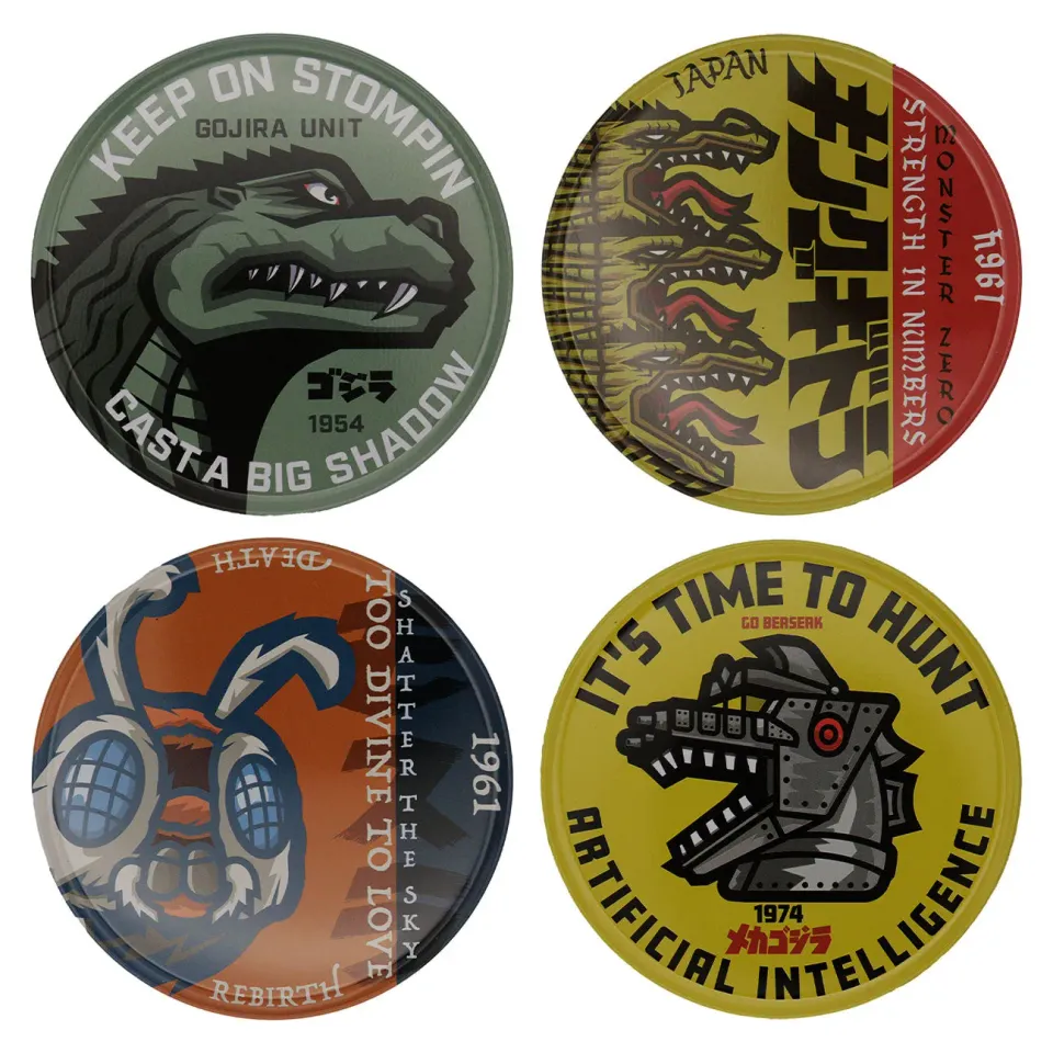 Fanattik Godzilla Set of 4 Untersetzer Metall 9 cm 4er-Set