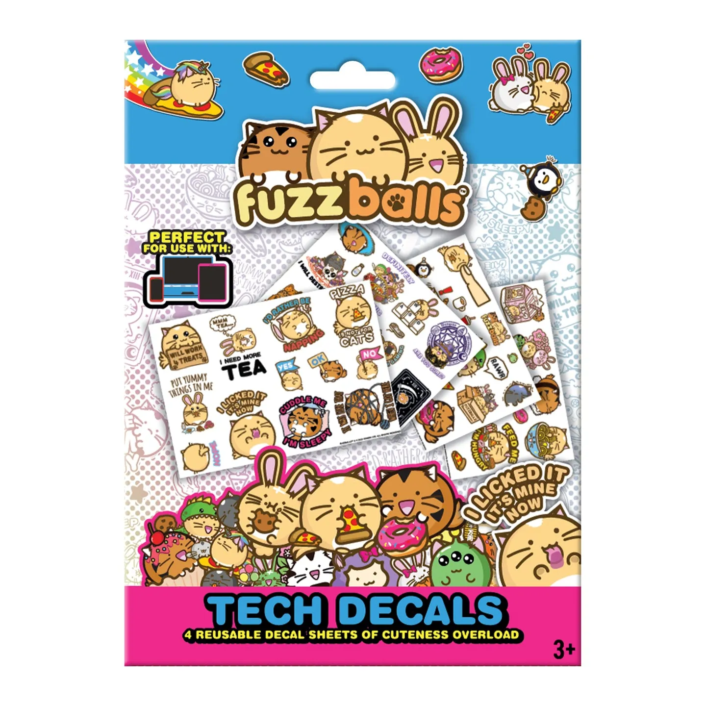Fanattik Fuzzballs Tech Sticker Set 4 Bögen Vinyl