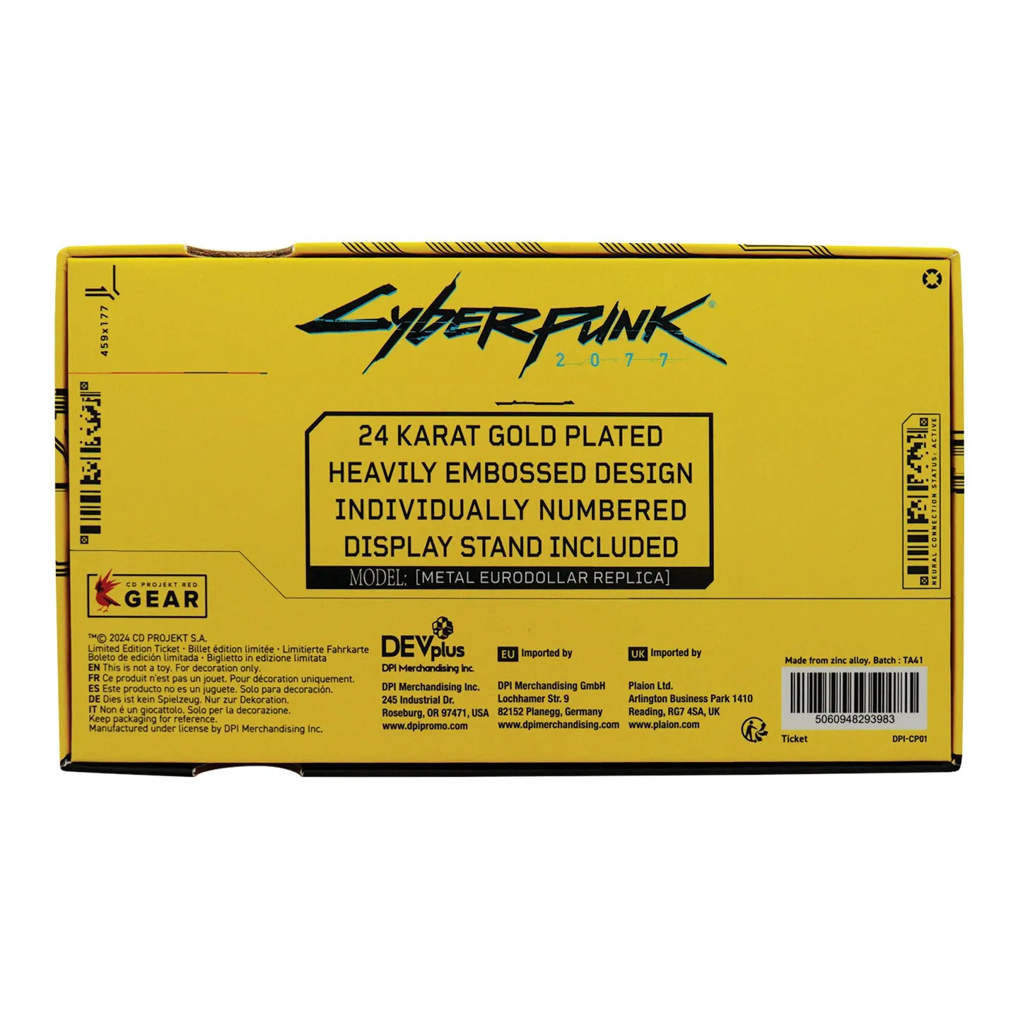Fanattik Cyberpunk 2077 100 Eurodollar Replik 24-karätig vergoldet